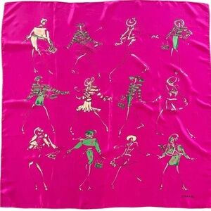 Vintage Chanel Mademoiselle Pink Silk Scarf 33”